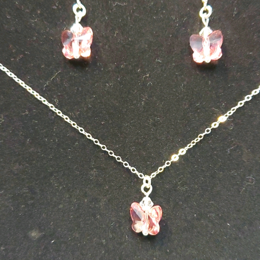Sterling Coral Butterfly Necklace!